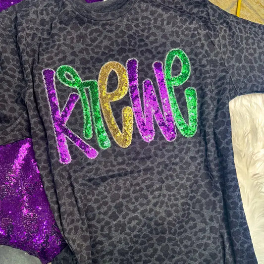 Mardi Gras Krewe Real Sequins Short Sleeve Tee