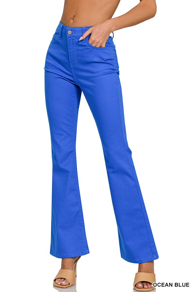 High Rise Bootcut Color Denim Pants