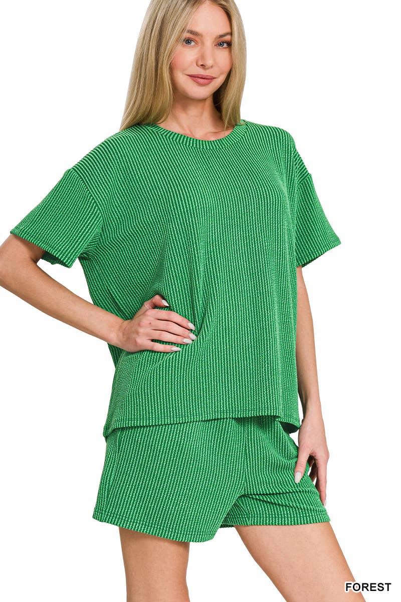 Corded Rib Tee & Shorts Set