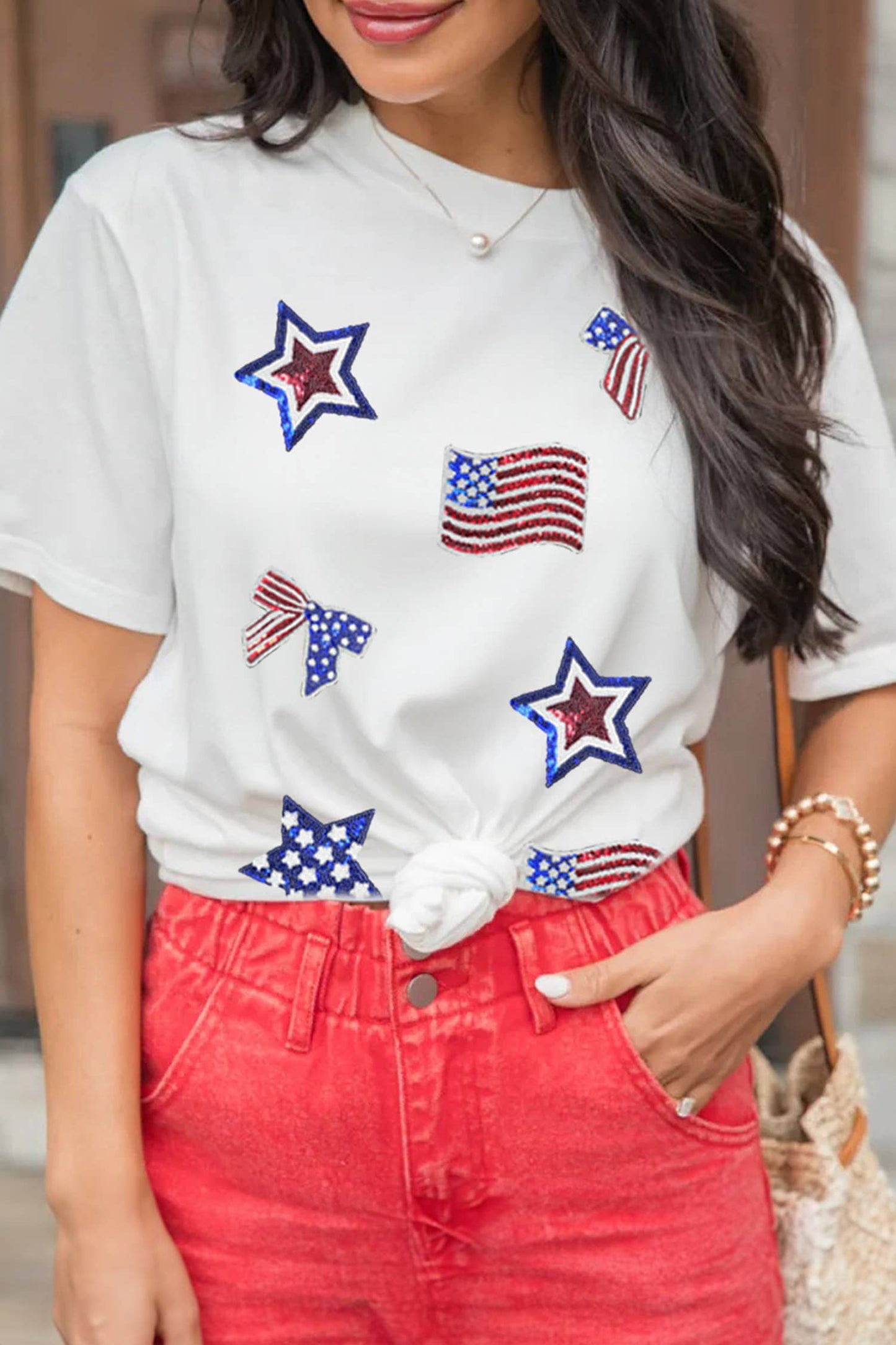 Fourth of July Sequin Patched Tee