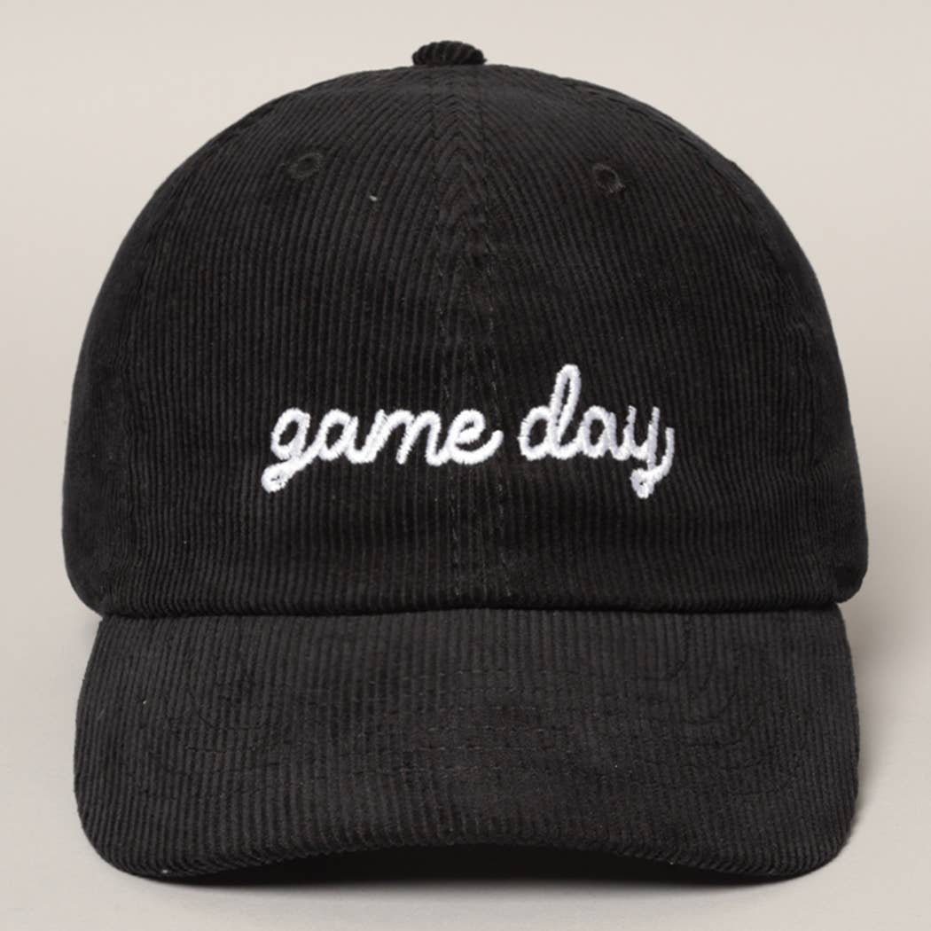 Game Day Embroidered Corduroy Cap- Blue Grey