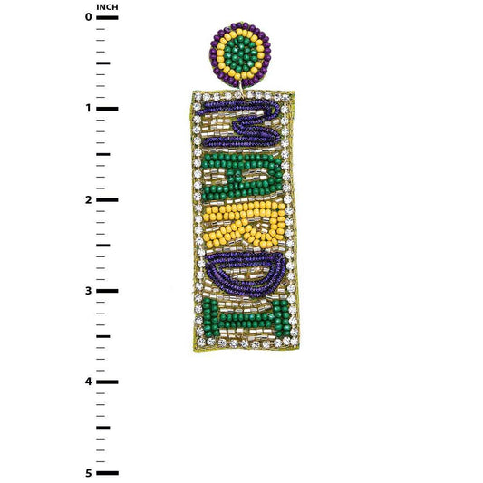 Mardi Gras Metallic Beaded Earrings
