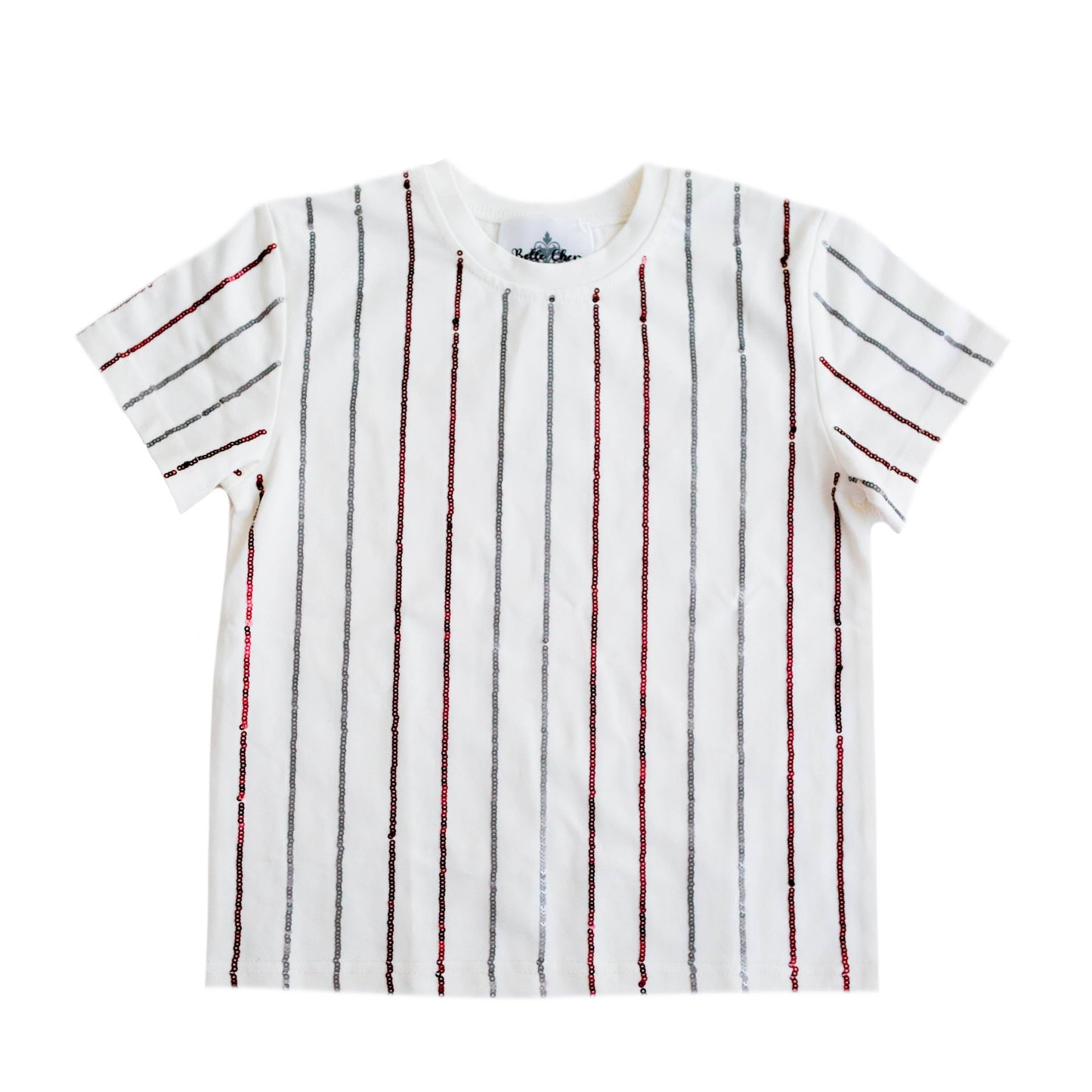 Maroon and Silver Sequin Striped Kid Shirt