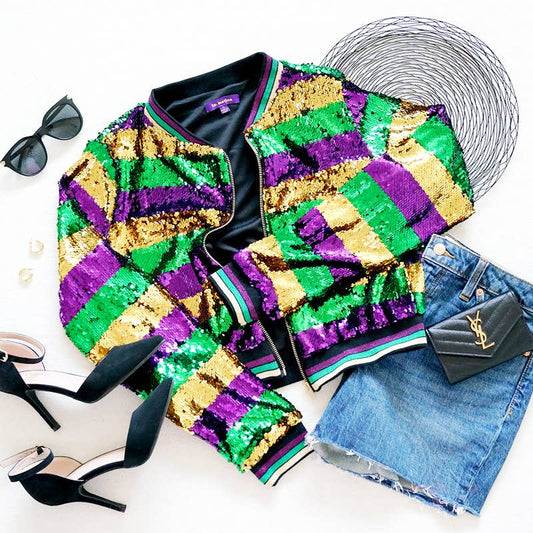 Mardi Gras Sequin Bomber Jacket