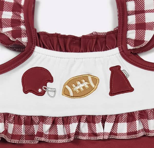 Team Spirit Baby Romper- Burgundy Embroidery