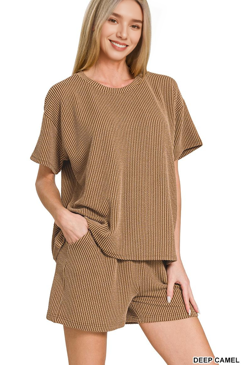 Corded Rib Tee & Shorts Set