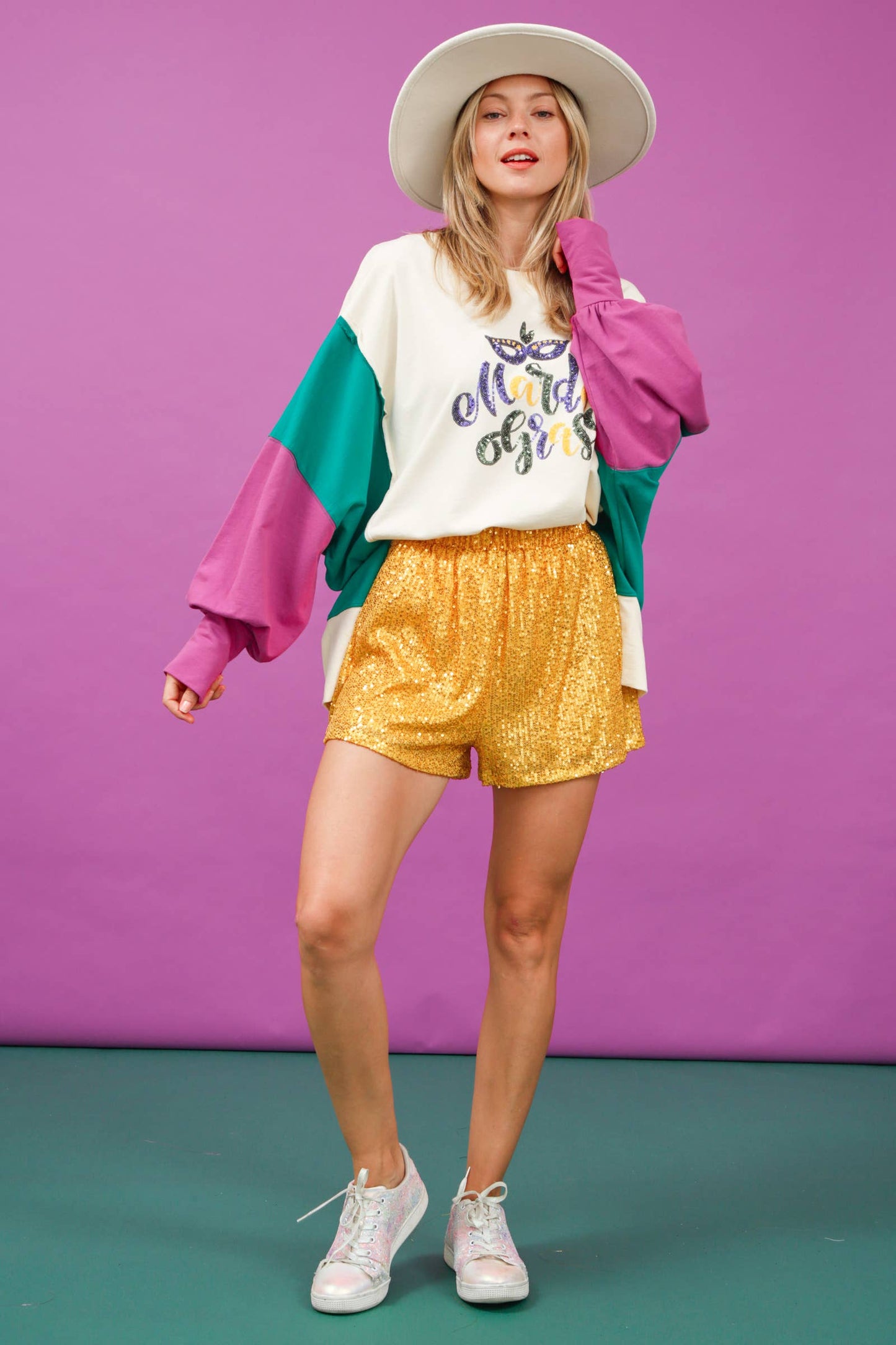 Mardi Gras Sequin Shorts- Green