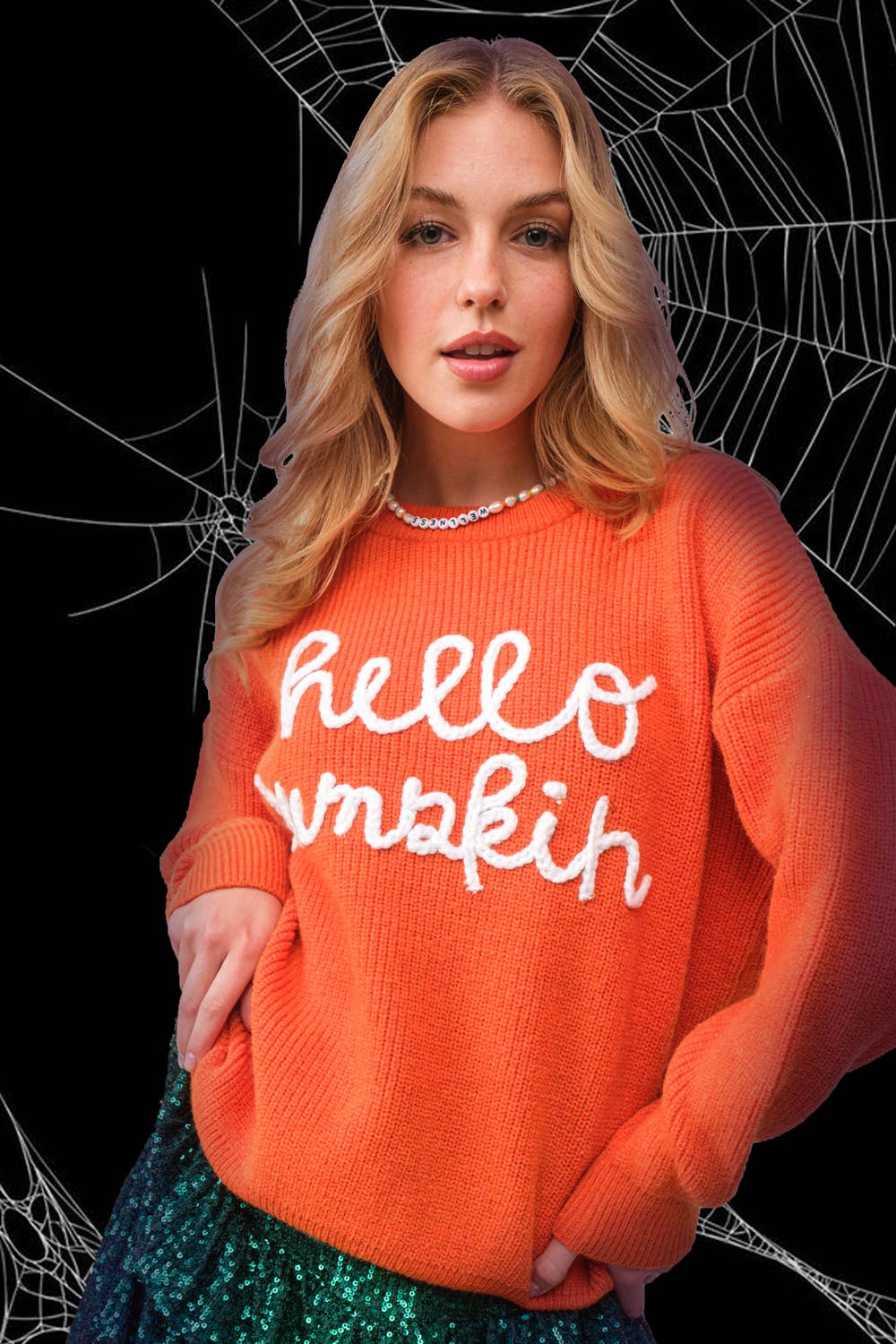Pumpkin Letter Sweater- Burnt Orange