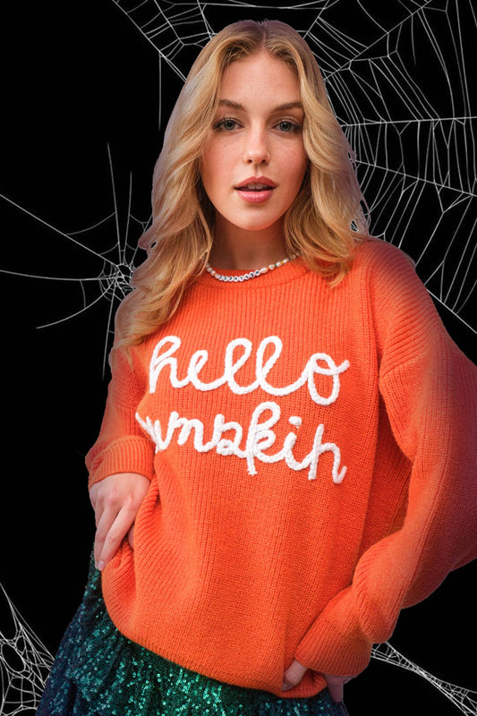 Pumpkin Letter Sweater- Burnt Orange