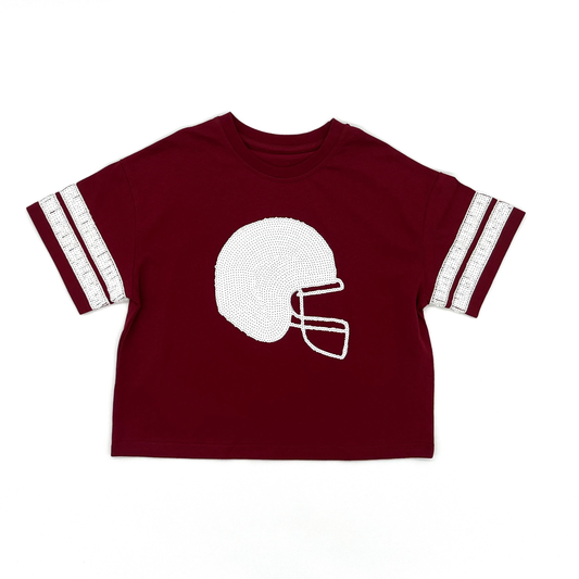 Maroon Sequin Helmet Top 
