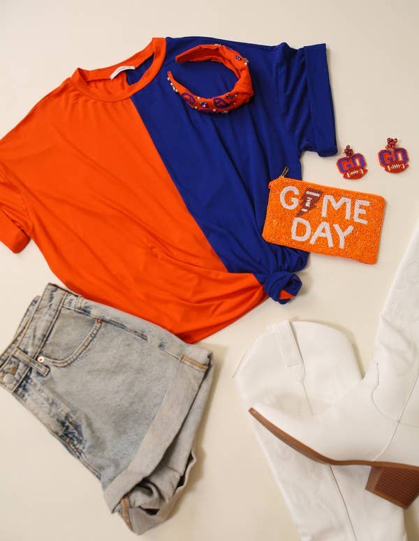 Game Day Multi Color Knit Top- Red & Black