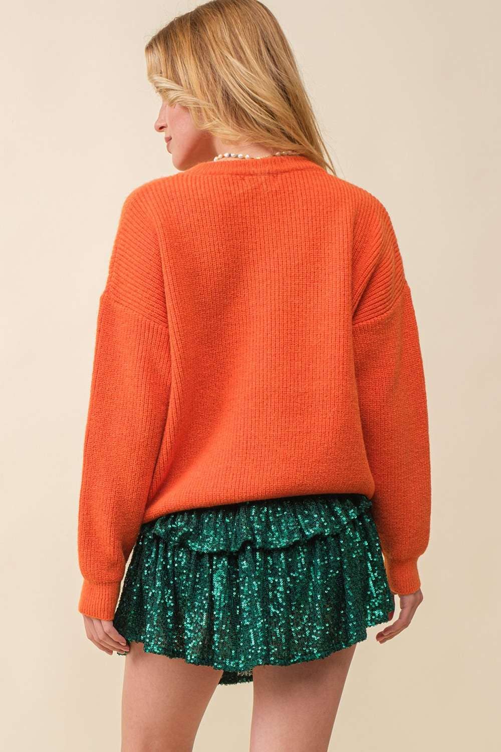 Pumpkin Letter Sweater- Burnt Orange