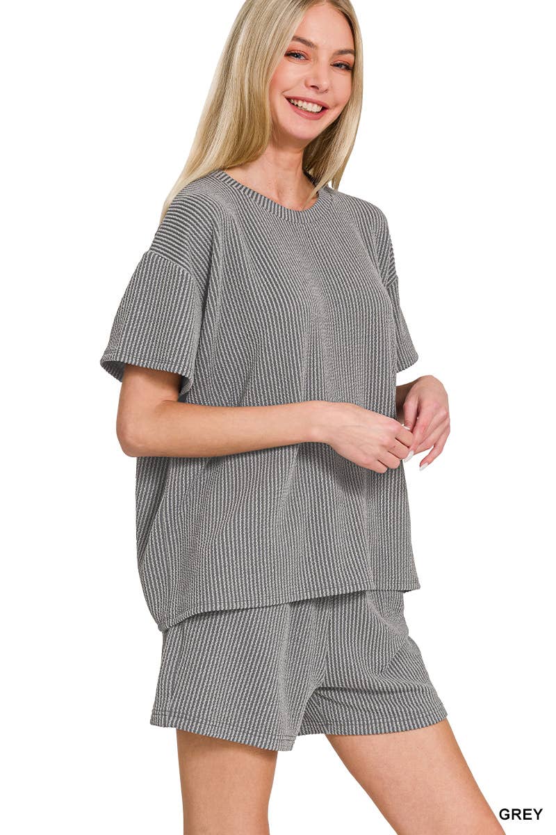 Corded Rib Tee & Shorts Set