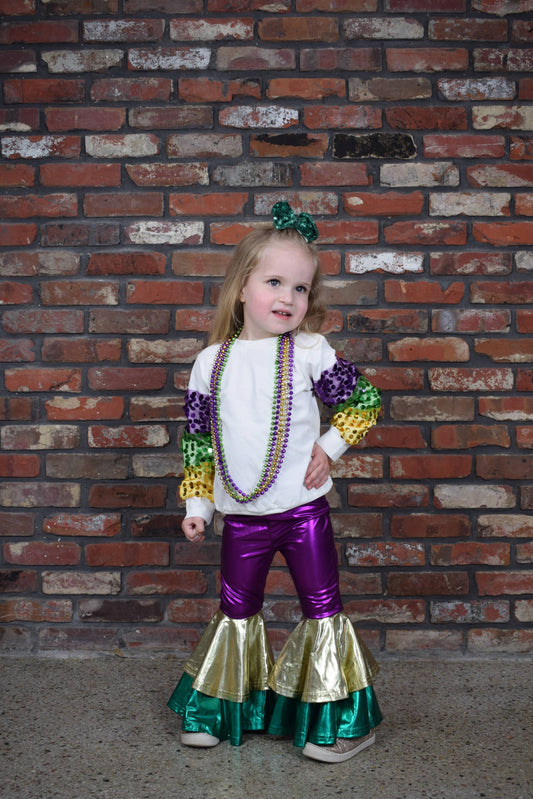 Mardi Gras Foil Double Bell Leggings Toddler & Youth