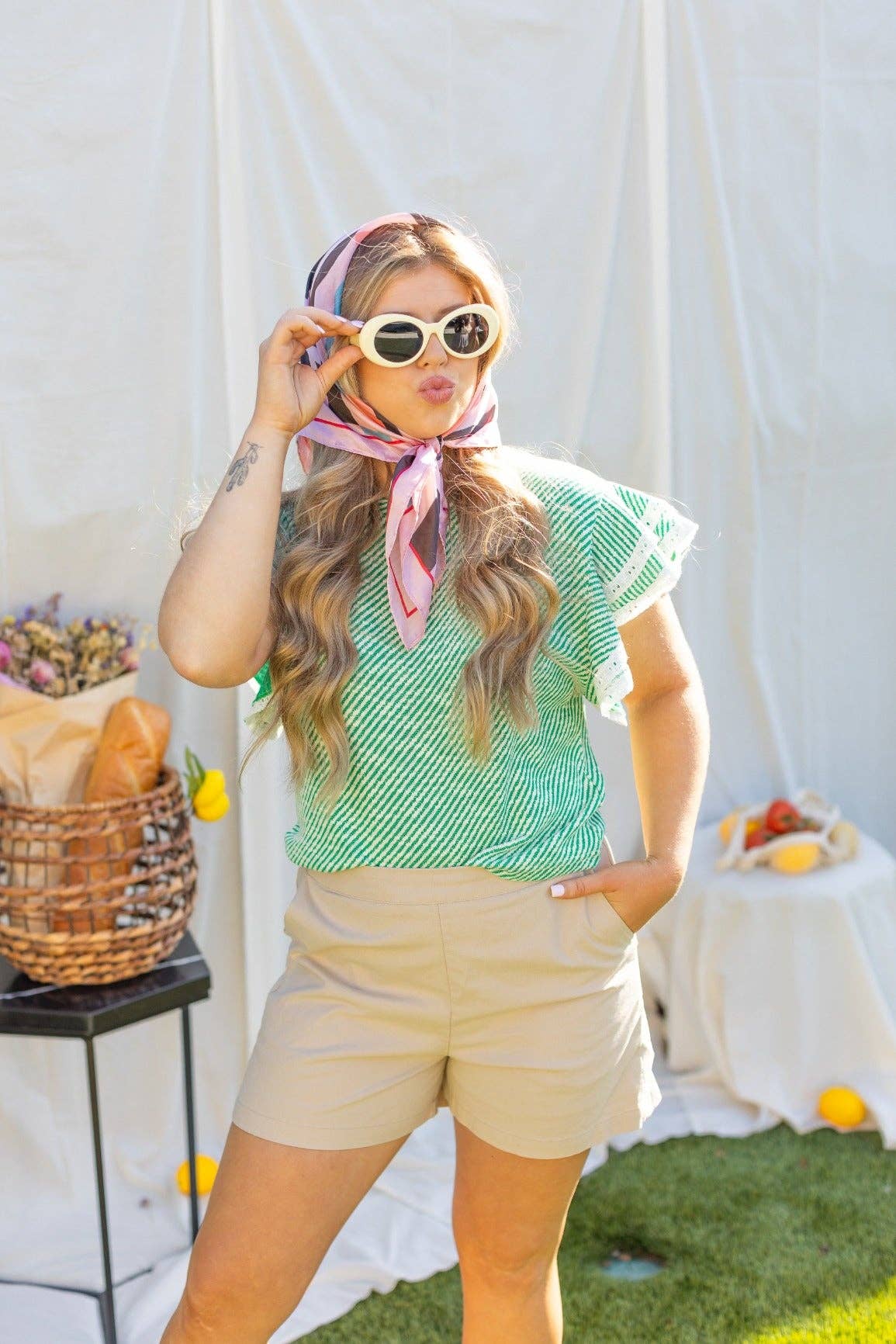 Knit Top Lace Trim Shirt