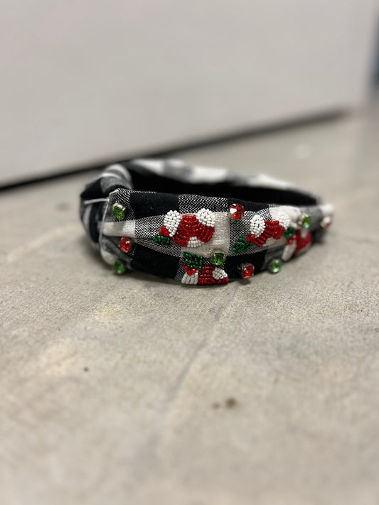 Christmas Stocking Seed Bead Stoned Headband