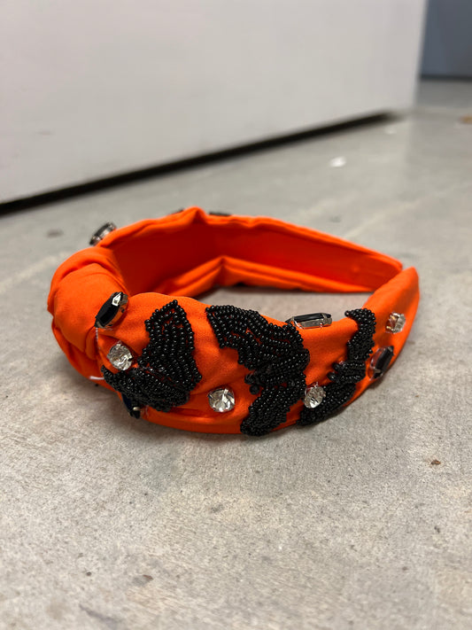 Black Bats Seed Bead Stoned Headband