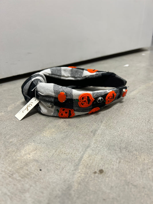 Jack-o'-lantern Seed Bead Stoned Headband