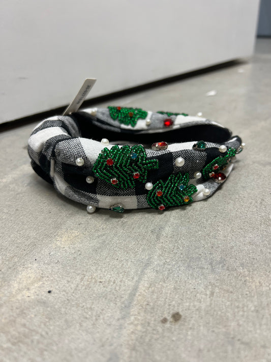 Christmas Tree Seed Bead Stoned Headband