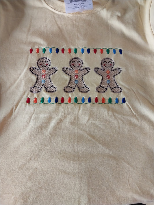 Gingerbread Man Light Bulb Embroidered Sketch