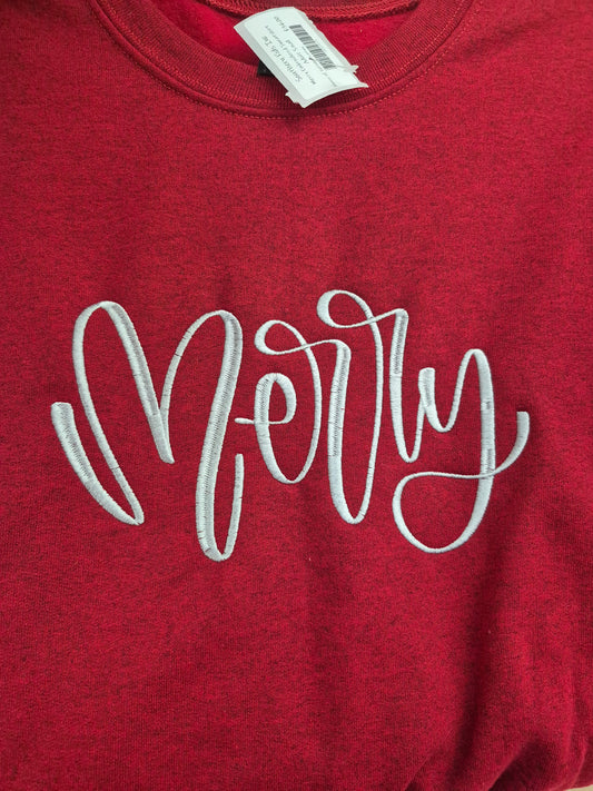 Embroidered Merry Sweatshirt