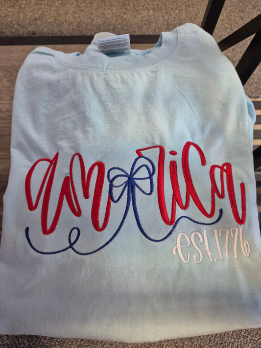 America Est. 1776 Embroidered Port and Company T-Shirt