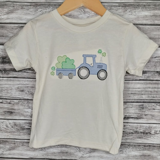 Shamrock Tractor Sketch Embroidered T-Shirt