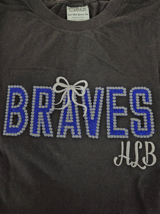 Braves- Bubble Stitched Mascot with Bow
