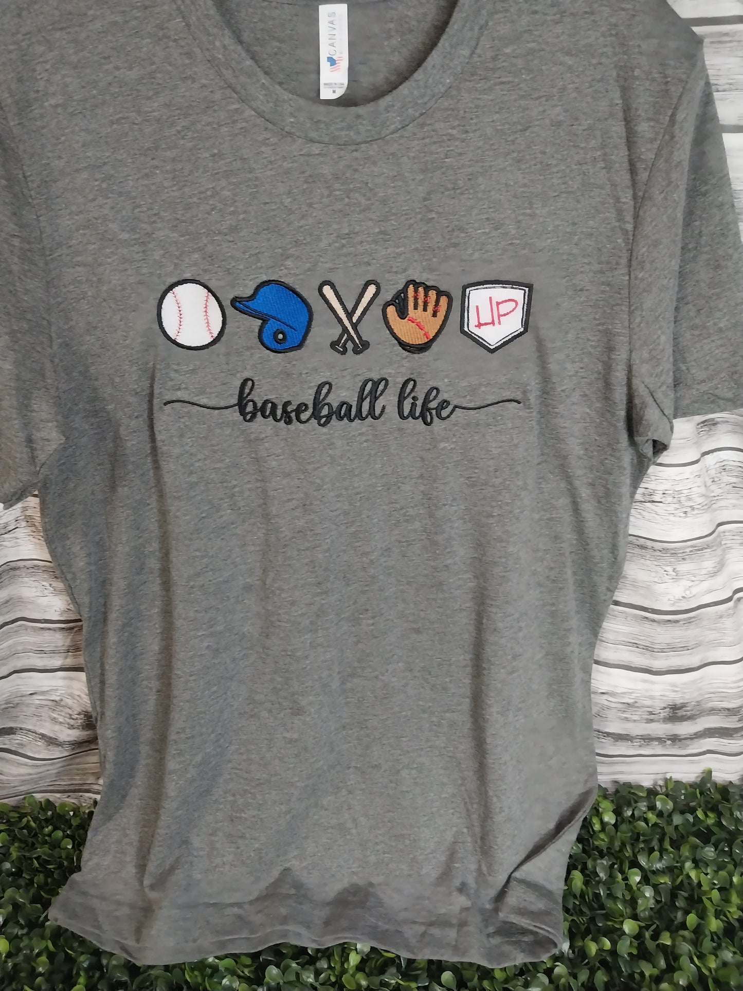 Baseball Life Embroidered T-shirt