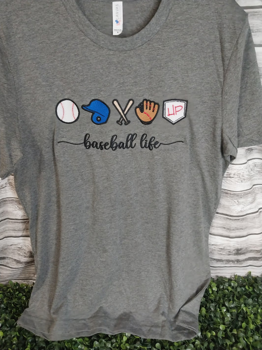 Baseball Life Embroidered T-shirt