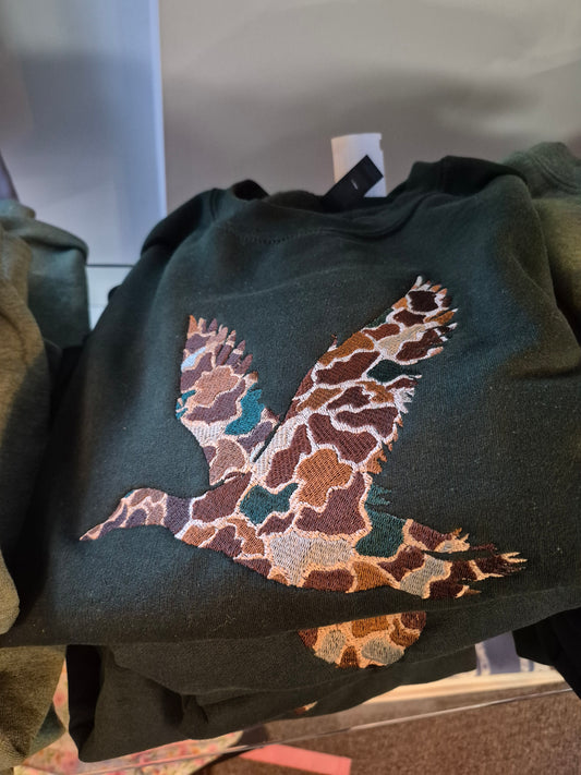 Camo Flying Duck Embroidered Sweatshirt