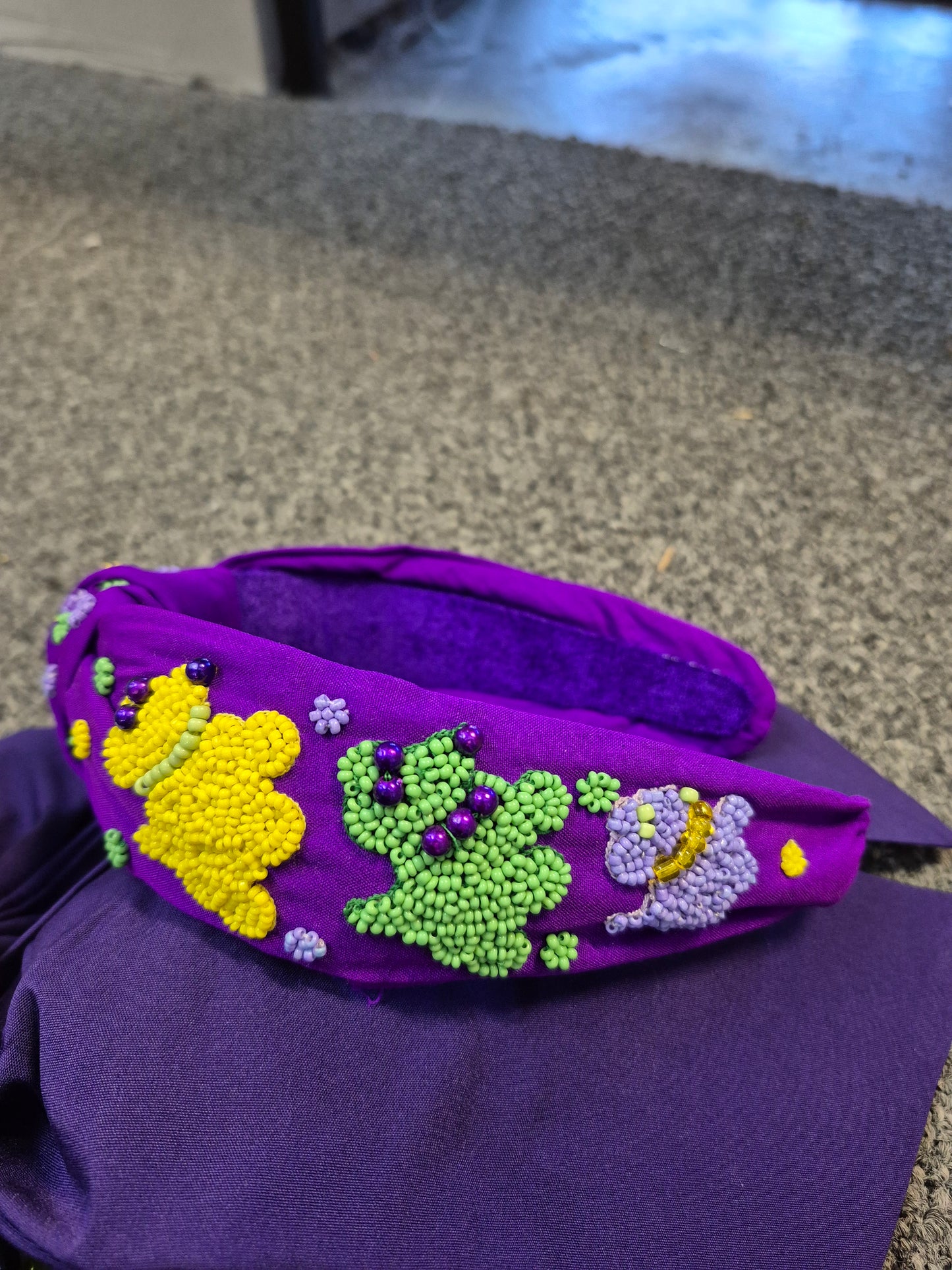 Mardi Gras Beaded Headband- Purple