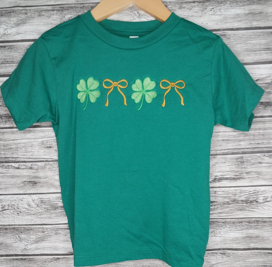 Bow & Shamrock Embroidered T-Shirt