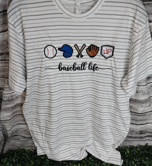 Baseball Life Embroidered T-shirt