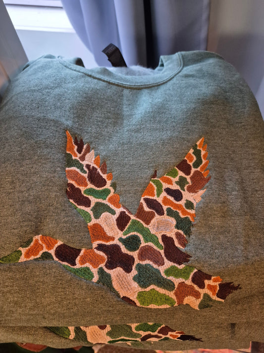 Camo Flying Duck Embroidered Sweatshirt