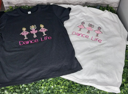 Dance life Girl Sketch Embroidered T-shirt