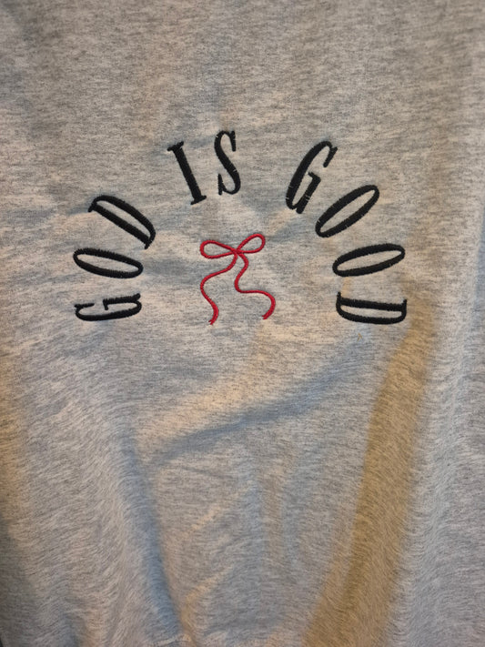 God Is Good W/Bow Embroidered Sweatshirt