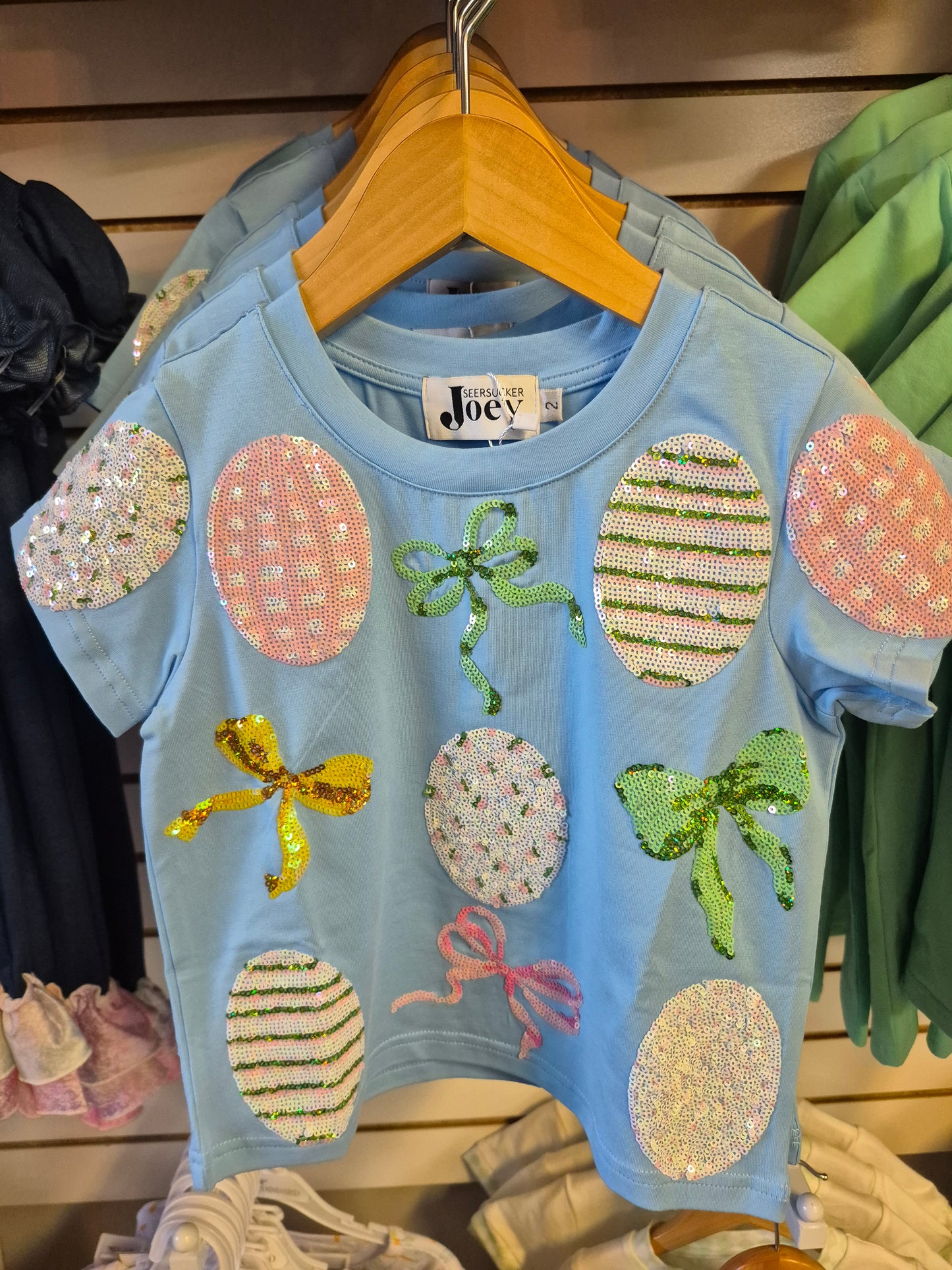 Bowtiful Eggs Sequin Shirt
