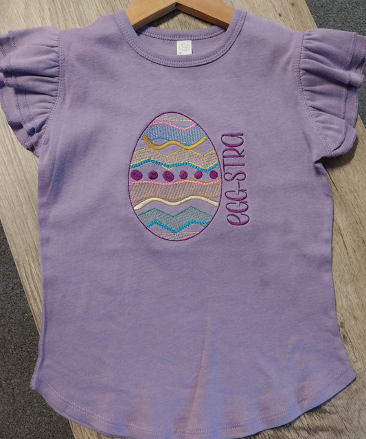 Colorful Easter Egg Sketch Embroidered T-shirt
