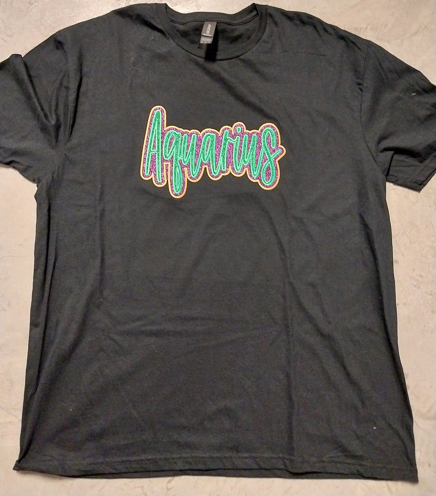 Mardi Gras Crew  Glitter Layered  Embroidered T-shirt