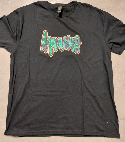Mardi Gras Crew  Glitter Layered  Embroidered T-shirt