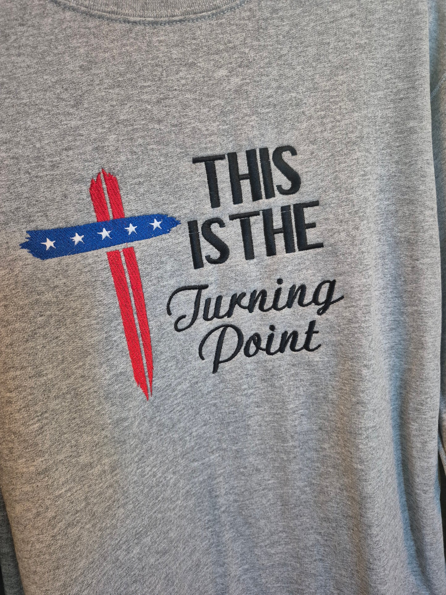 This is the Turning Point Embroidered Sweatshirt