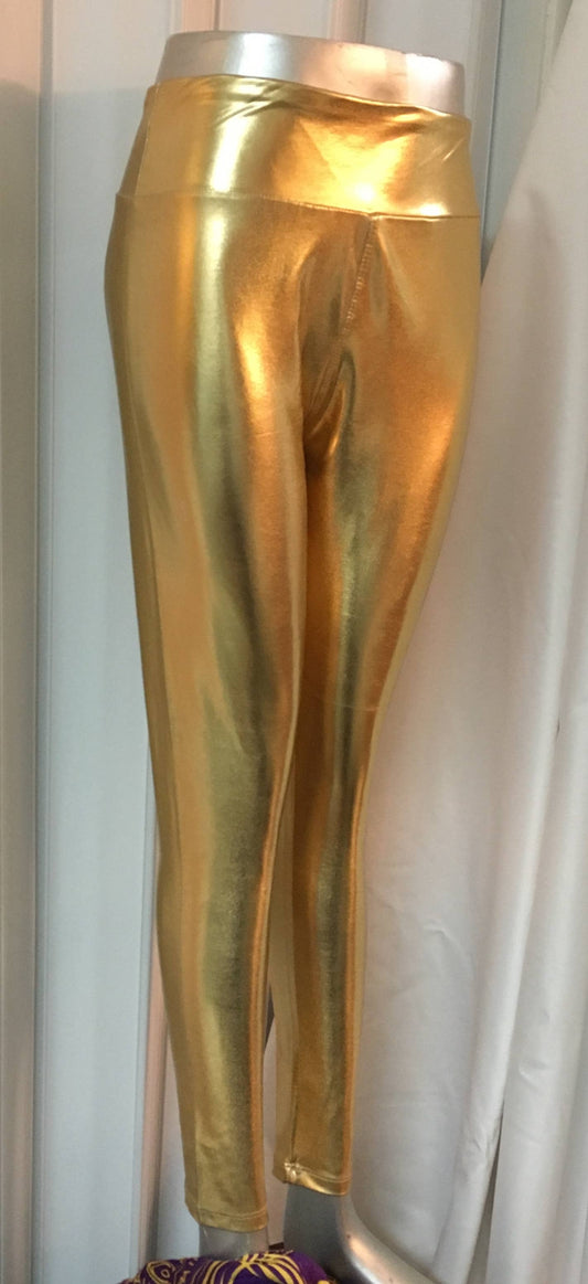 Metallic gold fashion leggings