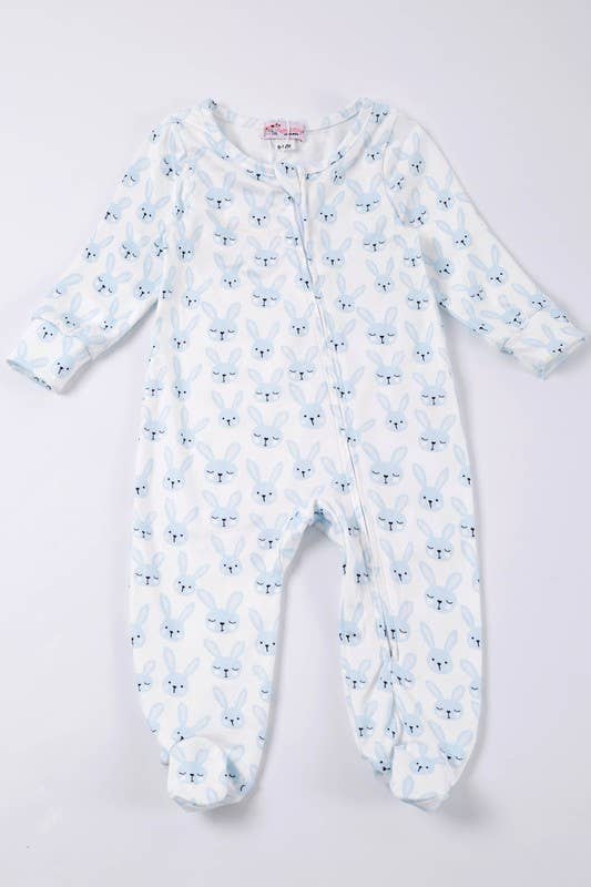 Blue Snuggle Bunny Baby Footie Romper