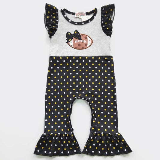 Football Dot Baby Romper - Black