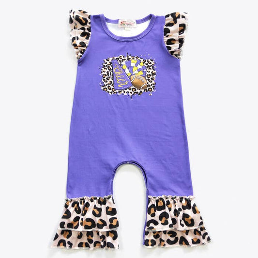 Leopard Football Baby Romper - Purple
