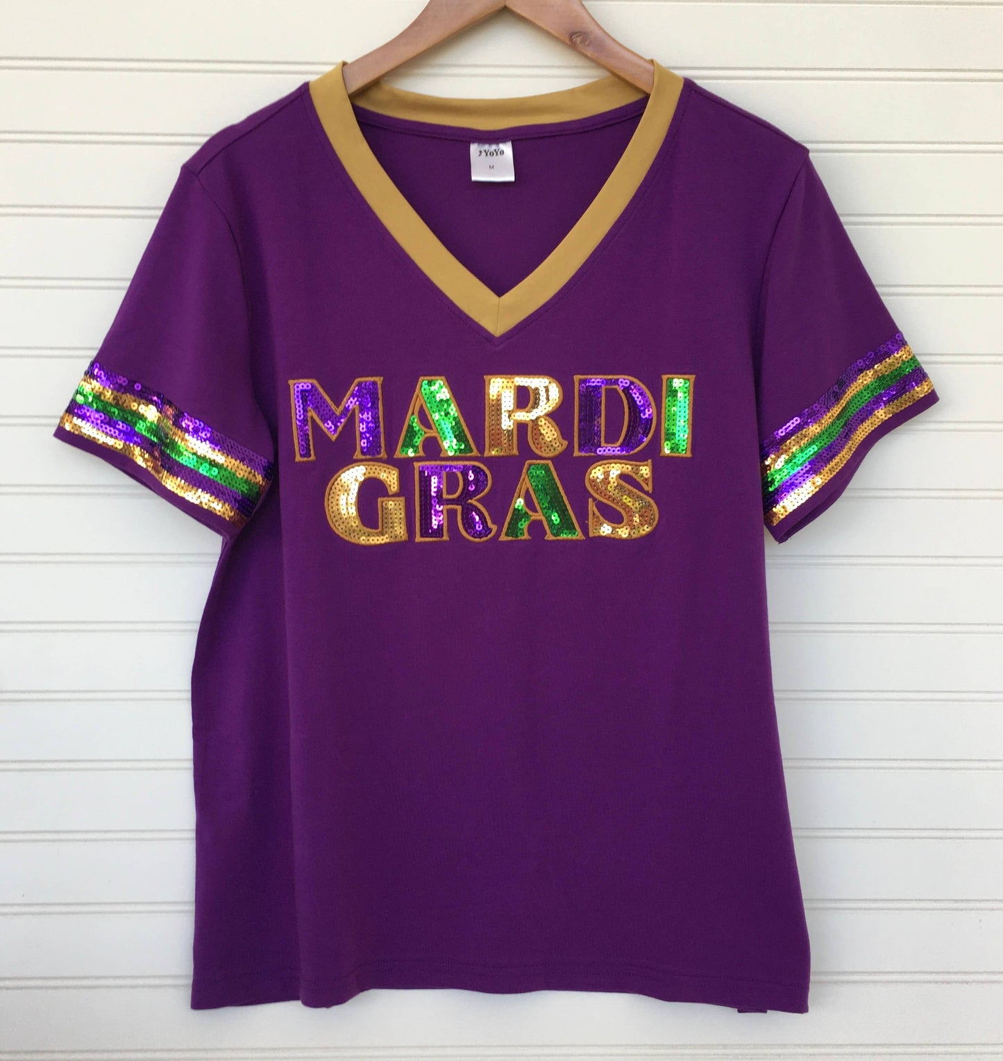Mardi Gras Sequin Sparkle Shirt- Purple