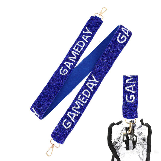 Seed Beaded Game Day Crossbody Shoulder Bag Strap - Blue & White