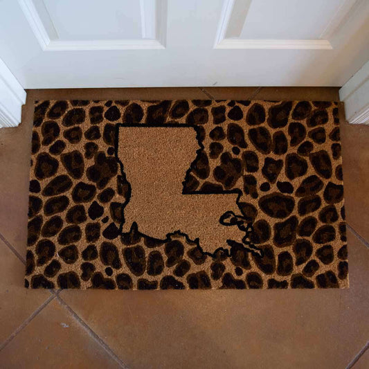 30x18 Louisiana Leopard Coir Doormat - Natural/Black