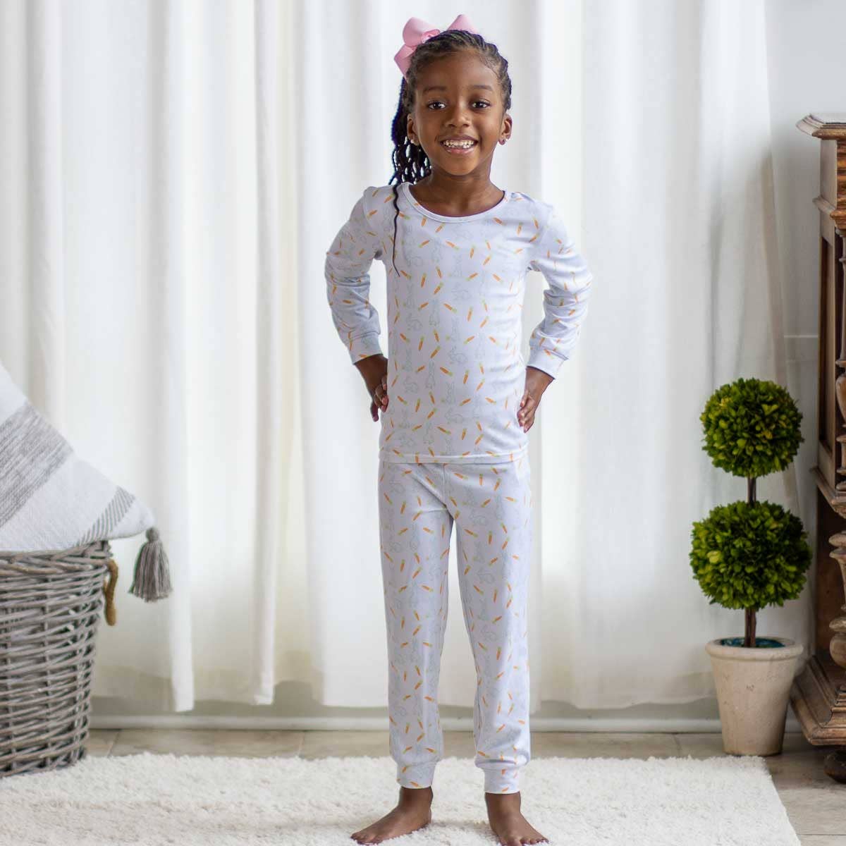 Kid's Bunny Love Long Sleeve Pajamas White/Sky